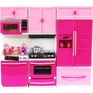 Kayyum Oyuncak Mutfak Seti 3'lü Buzdolaplı Sesli Işıklı Tüm Kapakları Açılır Kapanır