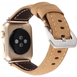 Akıllıphone Ally Apple Watch Uyumlu İçin 1,2,3 42Mm Retro Koyu Deri Kordon Kayış