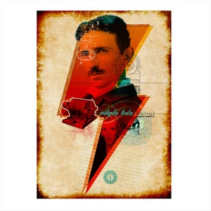 Ahşap Tablo Mucit Nikola Tesla