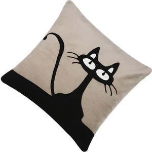 Ju Yaratıcı Tasarım Kırlent Yastık Kılıfı Kedi Krem