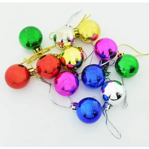 Yeni Yıl 12li Cici Top Yılbaşı Ağacı Süsü 4cm Karışık Renk