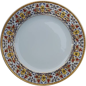 Armada Çini PRT 61 25 Cm Sarı  Altın Yaldızlı Lale karanfil Desenli  Porselen Kaligrafi Çini Tabak