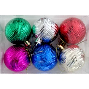Yılbaşı Top Ağaç Süsü Renkli 4cm 6'lı