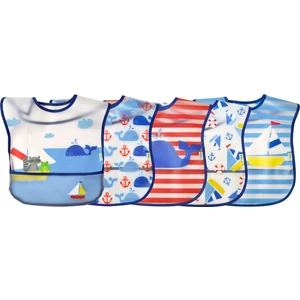 Su Geçirmez Eva Kumaş Bebek Cırtlı Mama Önlüğü 5'li Paket