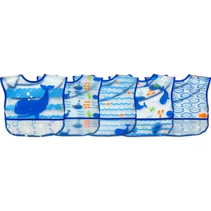 Su Geçirmez Eva Kumaş Bebek Cırtlı Mama Önlüğü 5'li Paket