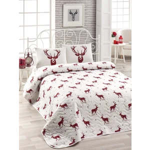 Eponj Home Kapitone Yatak Örtüsü Seti Tek Kişilik Geyik Bordo