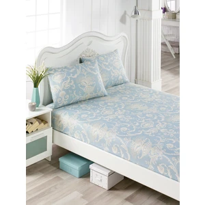 Enlora Home Pes Lastikli Çarşaf Seti Çift Kişilik Tuval Mavi