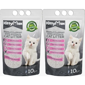 KittyMax 10 Litre Bebek Pudrası Kokulu Bentonit Kedi Kumu 2'li Set