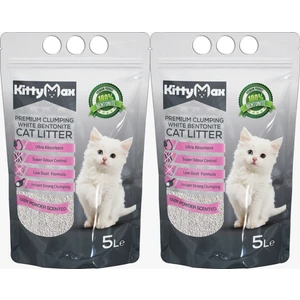 KittyMax 5 Litre Bebek Pudrası Kokulu Bentonit Kedi Kumu 2'li Set
