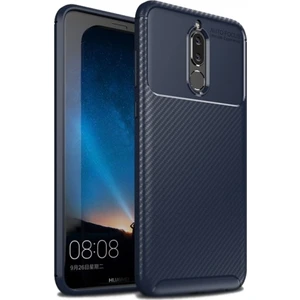 Huawei Mate 10 Lite Kılıf Silikon Esnek Karbon Görünümlü Negro Kapak - Lacivert