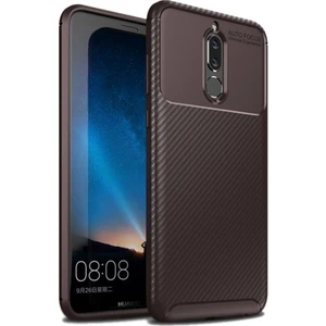 Huawei Mate 10 Lite Kılıf Silikon Esnek Karbon Görünümlü Negro Kapak - Kahverengi