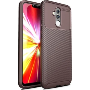 Huawei Mate 20 Lite Kılıf Silikon Esnek Karbon Görünümlü Negro Kapak - Kahverengi