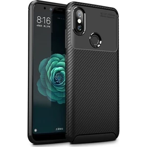 Xiaomi Mi A2 Kılıf Silikon Esnek Karbon Görünümlü Negro Kapak - Siyah