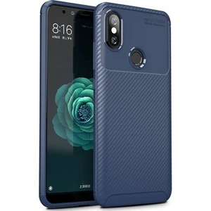 Xiaomi Mi A2 Kılıf Silikon Esnek Karbon Görünümlü Negro Kapak - Lacivert