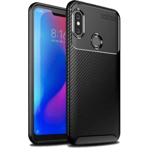 Xiaomi Mi A2 Lite Kılıf Silikon Esnek Karbon Görünümlü Negro Kapak - Siyah