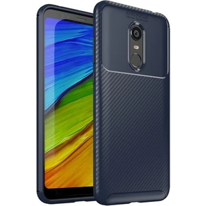 Xiaomi Redmi 5 Plus Kılıf Silikon Esnek Karbon Görünümlü Negro Kapak - Lacivert