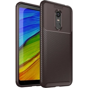 Xiaomi Redmi 5 Plus Kılıf Silikon Esnek Karbon Görünümlü Negro Kapak - Kahverengi