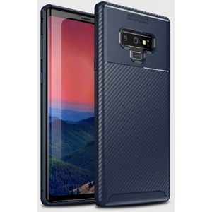 Samsung Galaxy Note 9 Kılıf Silikon Esnek Karbon Görünümlü Negro Kapak - Lacivert