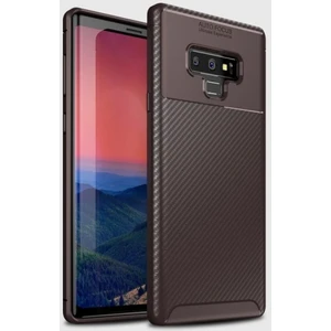 Samsung Galaxy Note 9 Kılıf Silikon Esnek Karbon Görünümlü Negro Kapak - Kahverengi