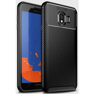 Samsung Galaxy J4 2018 Kılıf Silikon Esnek Karbon Görünümlü Negro Kapak - Siyah