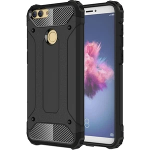 Huawei P Smart Kılıf Zırhlı Tam Koruma Silikon Crash Arka Kapak - Siyah