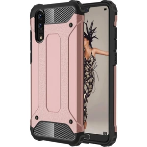 Huawei P20 Kılıf Zırhlı Tam Koruma Silikon Crash Arka Kapak - Rose Gold