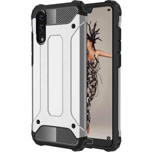 Huawei P20 Kılıf Zırhlı Tam Koruma Silikon Crash Arka Kapak - Gümüş
