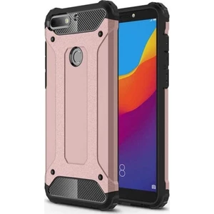Huawei Y7 Prime 2018 Kılıf Zırhlı Tam Koruma Silikon Crash Arka Kapak - Rose Gold