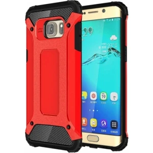 Samsung Galaxy S6 Edge Kılıf Zırhlı Tam Koruma Silikon Crash Arka Kapak - Kırmızı