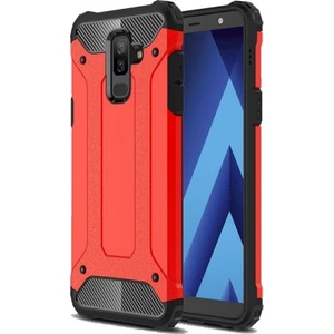 Samsung Galaxy J8 Kılıf Zırhlı Tam Koruma Silikon Crash Arka Kapak - Kırmızı