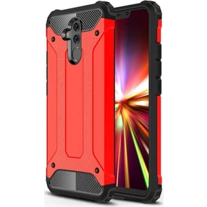 Huawei Mate 20 Lite Kılıf Zırhlı Tam Koruma Silikon Crash Arka Kapak - Kırmızı