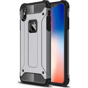 Apple iPhone Xs Max Kılıf Zırhlı Tam Koruma Silikon Crash Arka Kapak - Gri