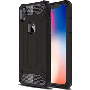 Apple iPhone XR Kılıf Zırhlı Tam Koruma Silikon Crash Arka Kapak - Siyah