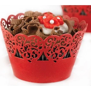 Pasta Cumhuriyeti Kırmızı Kalpli Muffin Cupcake Kenar Danteli 10lu