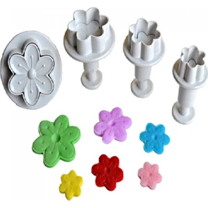 Mas Mutfak Çiçek Basmalı (Enjektörlü) Kurabiye Kalıbı (Kopat) - 4'lü