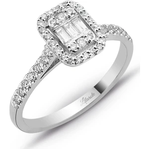 Modern Tasarım 0.35 Ct Baget Kare Tektaş Yüzük