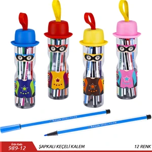 Red Apple  12 Renk Şapkalı Keçeli Kalem