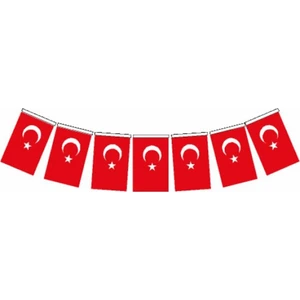 Büyük Boy 18X11 Cm İpli Kağıt Türk Bayrağı 50 Li Vt809