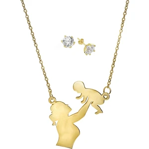 Altın Kaplama Bayan  Anne Bebek Kolyesi Ps0554