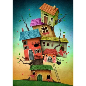 Nova Puzzle 1000 Parça Fantastik Evler Temalı Renkli Karton Puzzle 48x68 cm