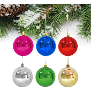 Yılbaşı Renkli Parlak Top Ağaç Süsü 4cm 6'lı