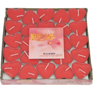 Parti Dolabı 100Lü Dekoratif Mini Tea Light Kalp Mum Kırmızı