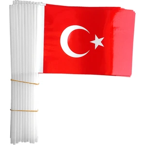 Parti Dolabı 100 Adet Çubuklu Türk Bayrağı 23 Nisan 19 Mayıs 30 Ağustos Okul
