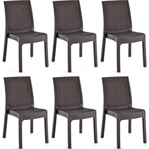 Deluxe Kolsuz Rattan Koltuk Sandalye 6 Adet Kahverengi H641