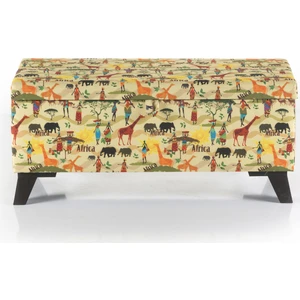 Armi Puf Afrika Safari Desenli Sandıklı Puf Amortisörlü-SP46
