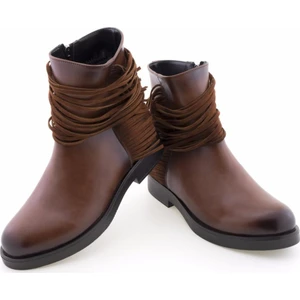 Kahverengi Püsküllü Fermuarlı Kadın Bot