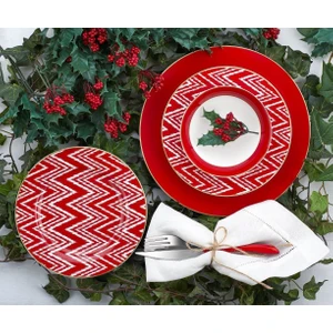 N2586 Valentine 24 Prç Yuvarlak Yemek Tk -Kırmızı