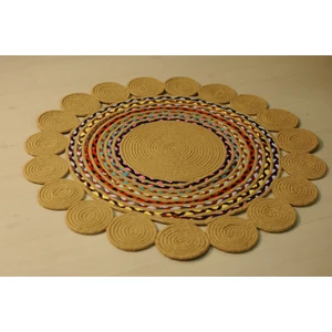 Model Halı Milda Jüt Halı Kilim 04 90x90cm Hasır El Örgüsü Yuvarlak
