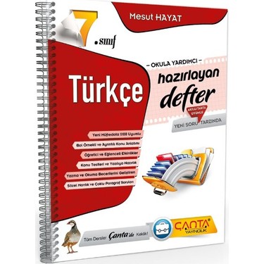 7 Sinif Turkce Hazirlayan Defter Canta Yayinlari Mesut Kitabi