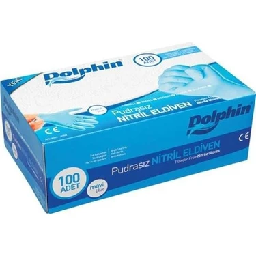 Dolphin Mavi Nitril Eldiven Pudrasız 100 Adet S Beden Teknik Servis ve Gıda Kullanımı